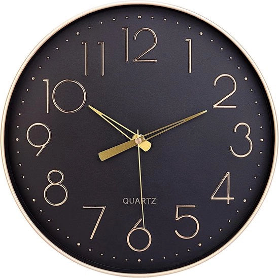 Orologio da parete - orologio silenzioso - decorativo - 30,5 cm - nero - plastica - 30,5 cm