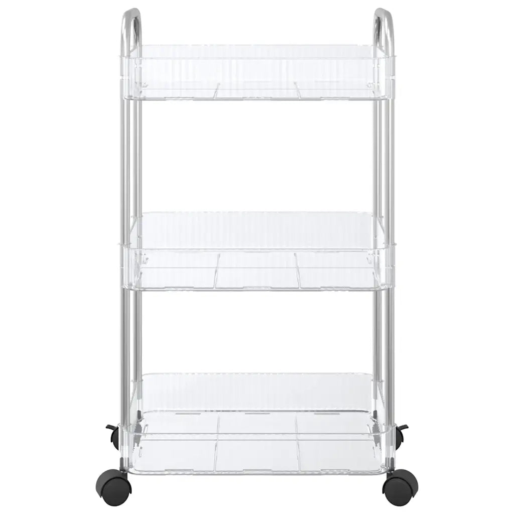 Carrello Portaoggetti a 3 Livelli 37x28x68 cm in Acrilico