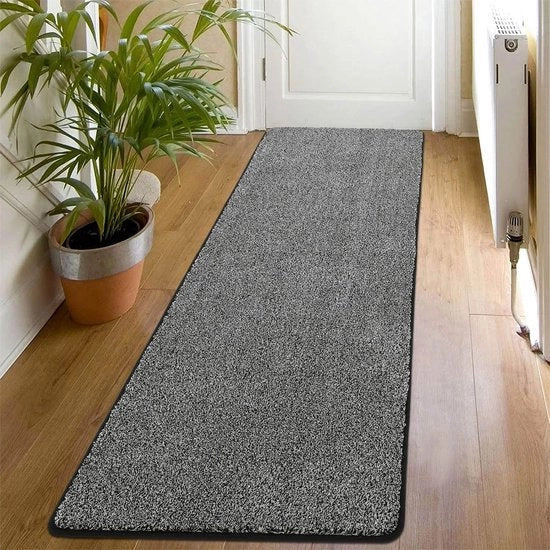 Tappeto Antiscivolo 50x150 cm Tappeto Basso, Tappeto Soffice per Corridori, Tappeto Moderno per Cucina, Tappeto Lavabile per Comodino, Tappetino Antiscivolo per Corridori, Cucina, Entrata, Camera da Letto, Nero