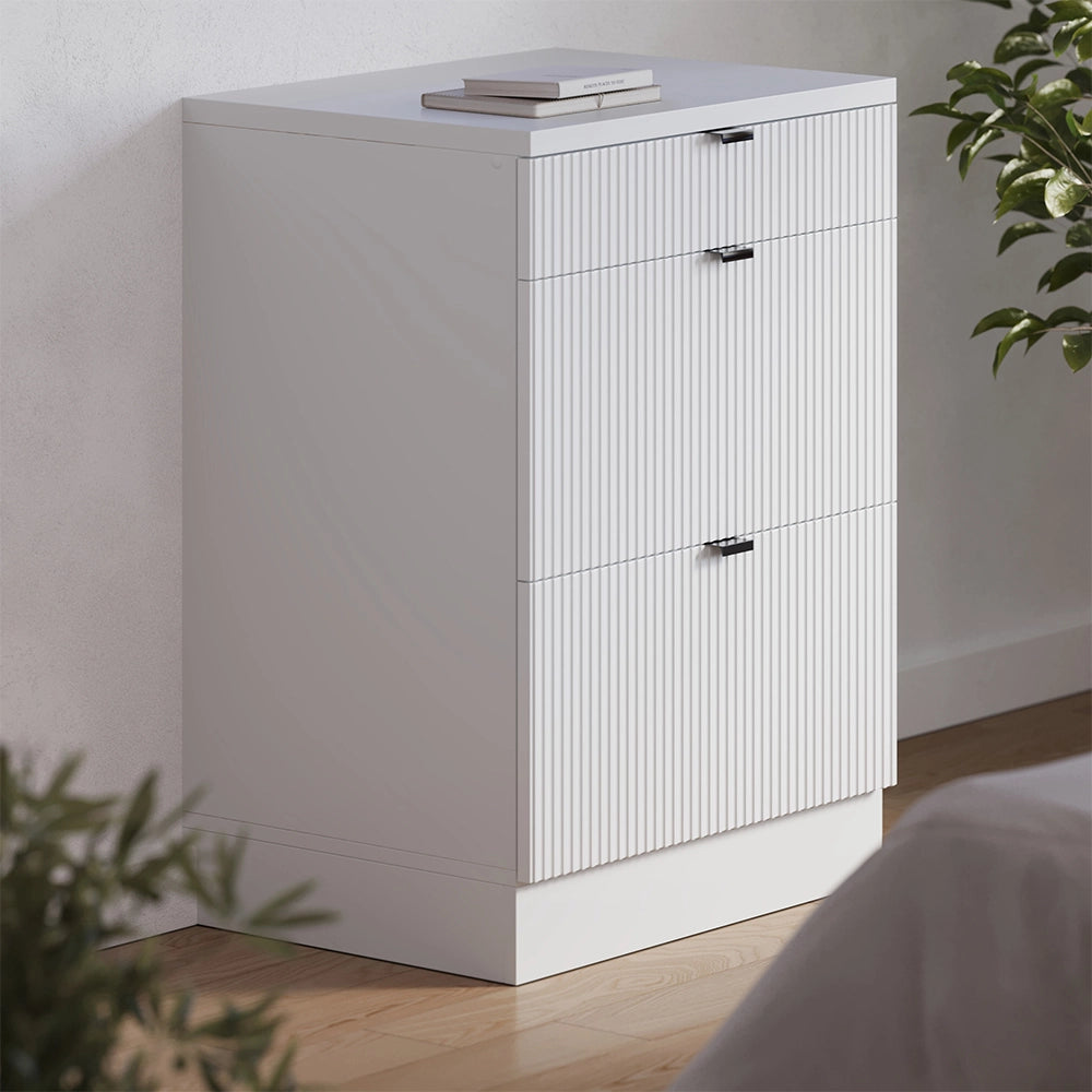 Mobile per mansarda Rion Ondulazione bianca/Bianco 60 x 83.8 cm senza inclinazione con 3 cassetti Vicco