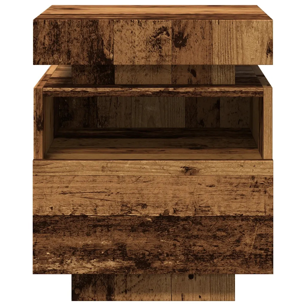 vidaXL Comodino con Luci LED Legno Antico 40x39x48,5 cm