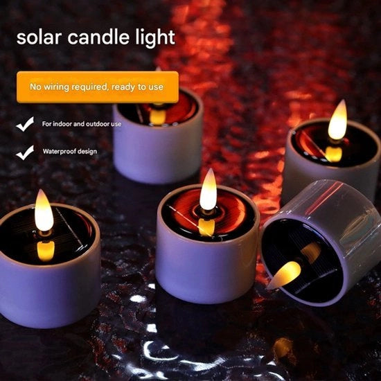 Illuminazione solare per giardino, illuminazione esterna acqua resistente, piccola illuminazione notturna per casa, tavolo decorativo per balcone, regolazione candele fiamma illuminazione, 6 pezzi