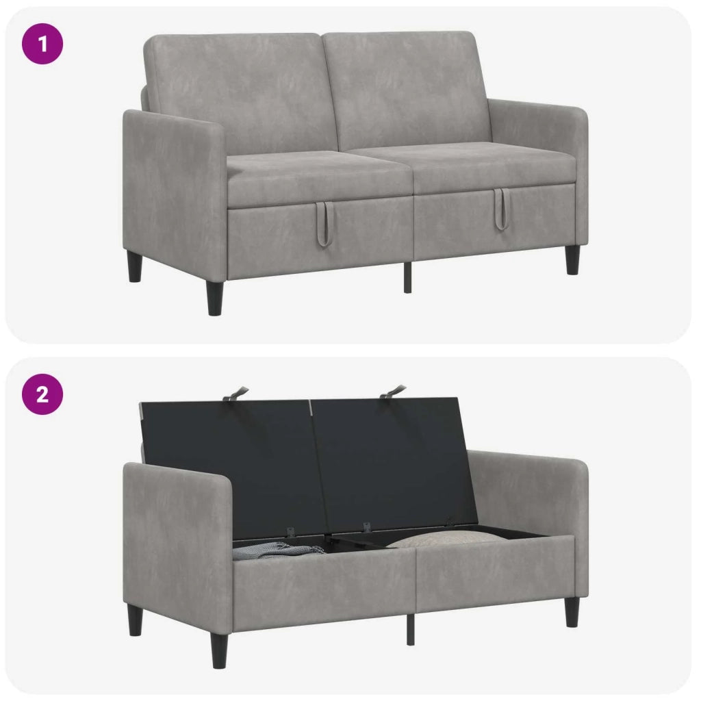 Divano con Storage Grigio Chiaro 152 x 78 x 87 cm Poliestere 42036933