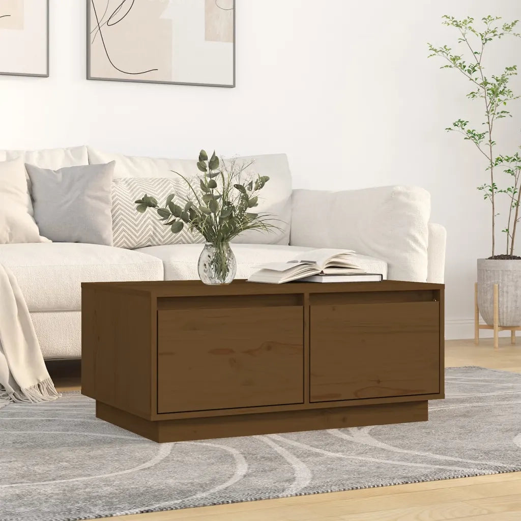 Tavolino da Salotto ambra 80x50x35 cm Legno Massello di Pino 814442