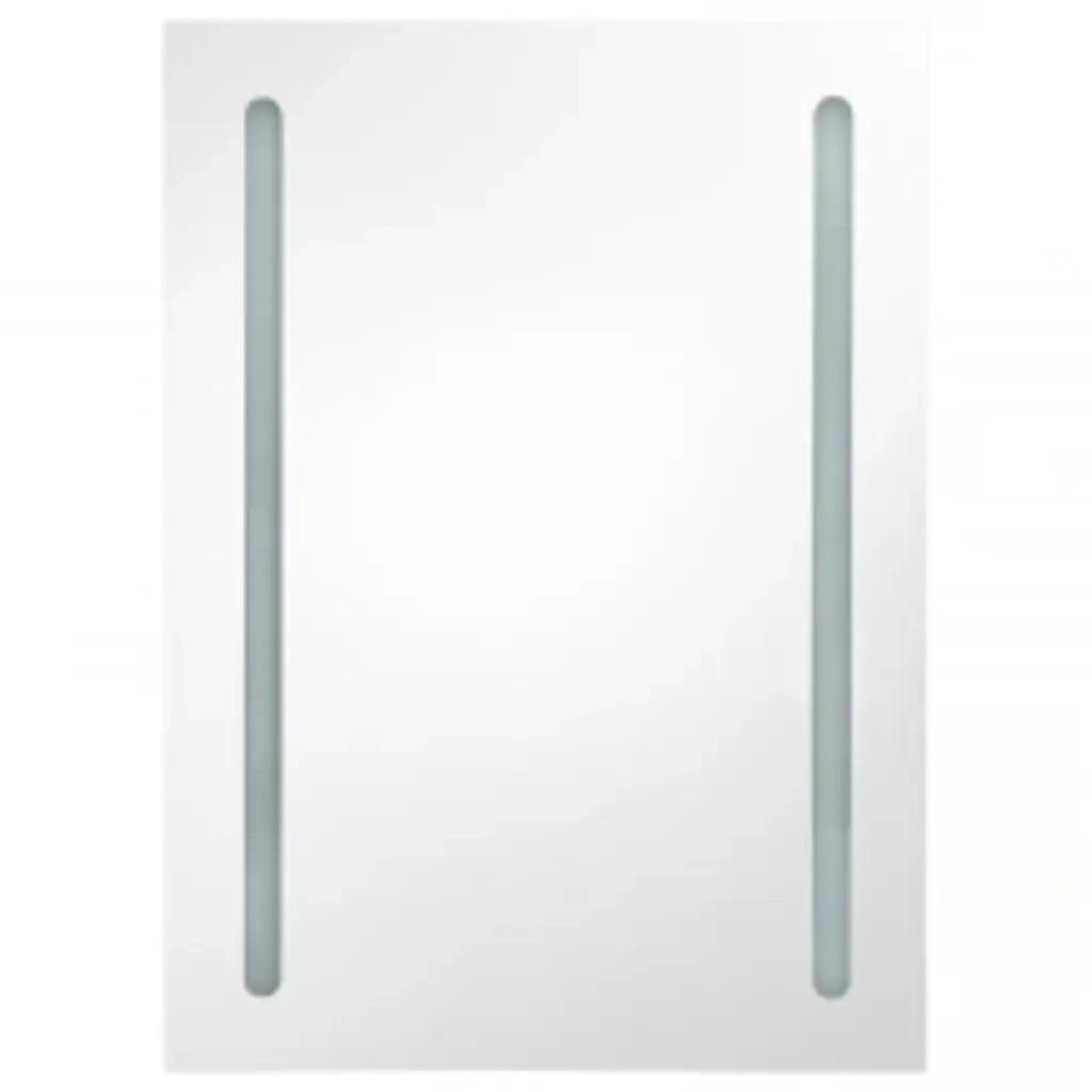 Armadietto Bagno con Specchio e LED Bianco e Rovere 50x13x70 cm 326500