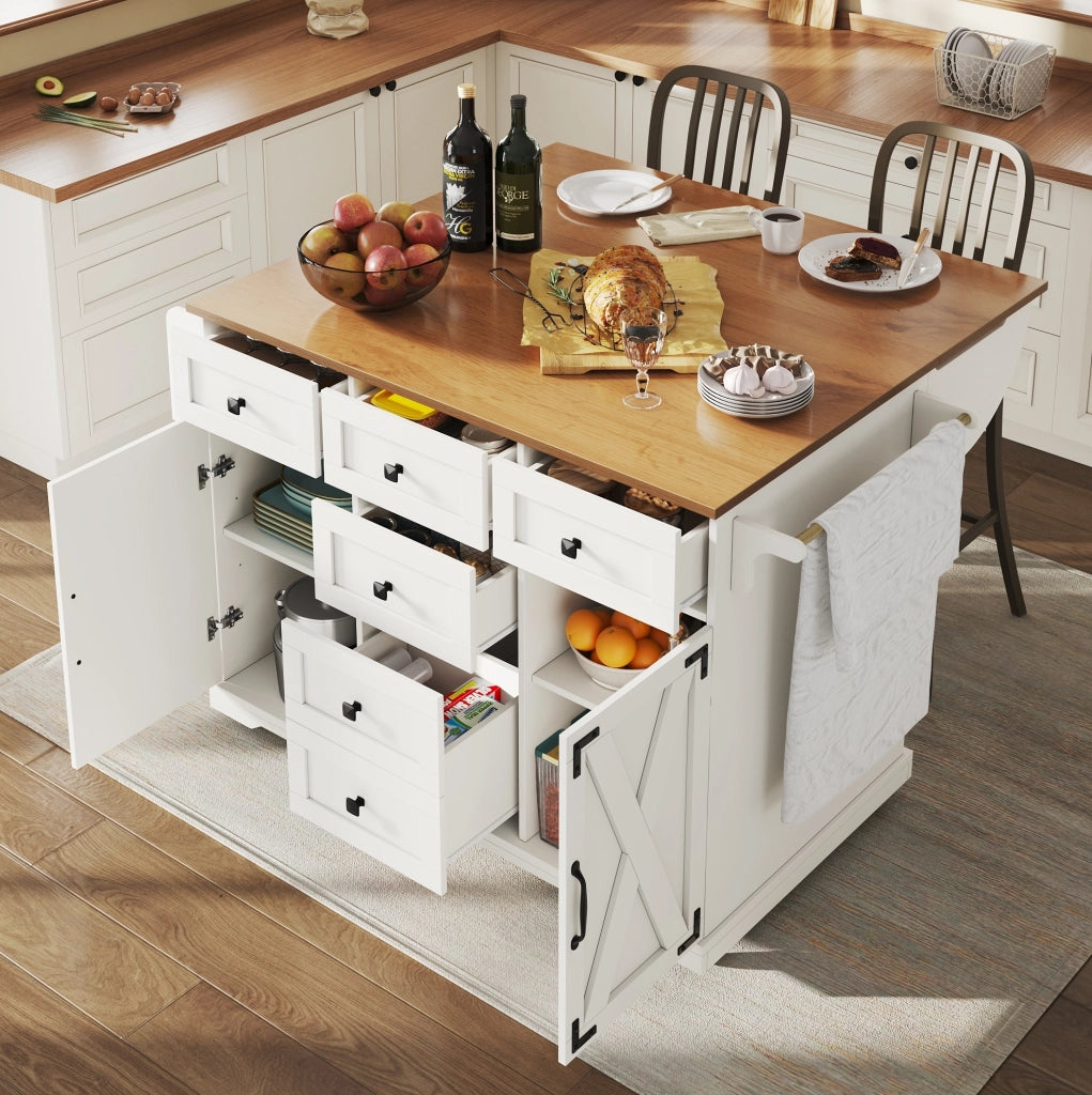 Isola da cucina multifunzione 147x44x93 cm in MDF bianco