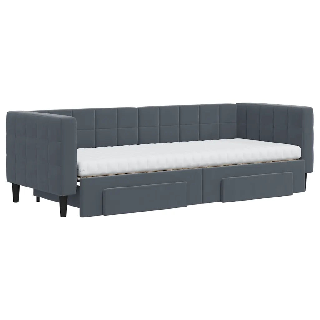 Divano Letto Estraibile Cassetti Grigio Scuro 80x200cm Velluto 3196757