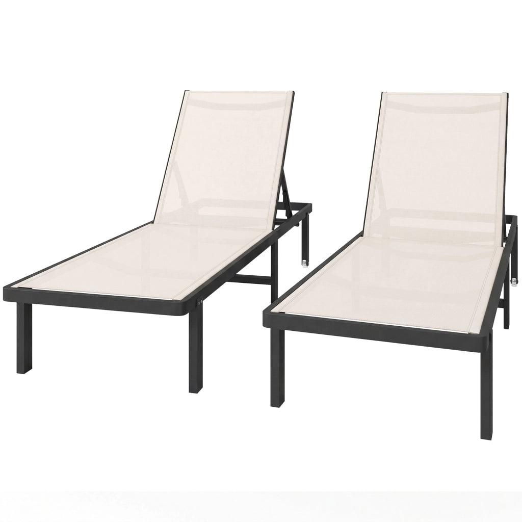 Poltrona reclinabile a 2 pezzi con ruote ¨C zephmum ¨C Tessuto beige, struttura alluminio