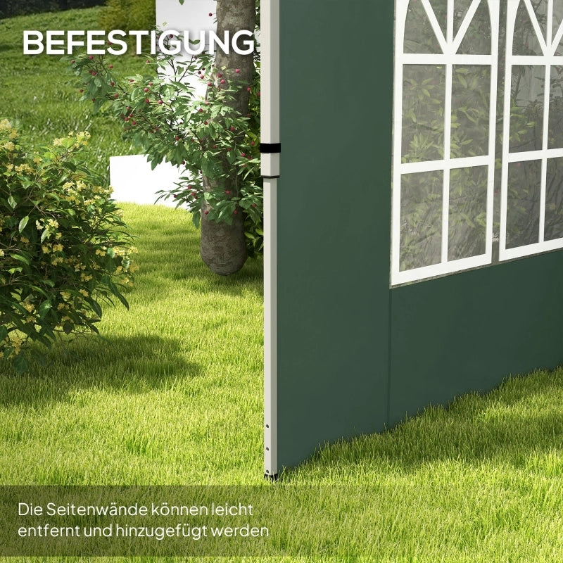 Set di 2 pannelli laterali per gazebo 3x3/3x4 m, parete laterale con finestra, impermeabile, verde