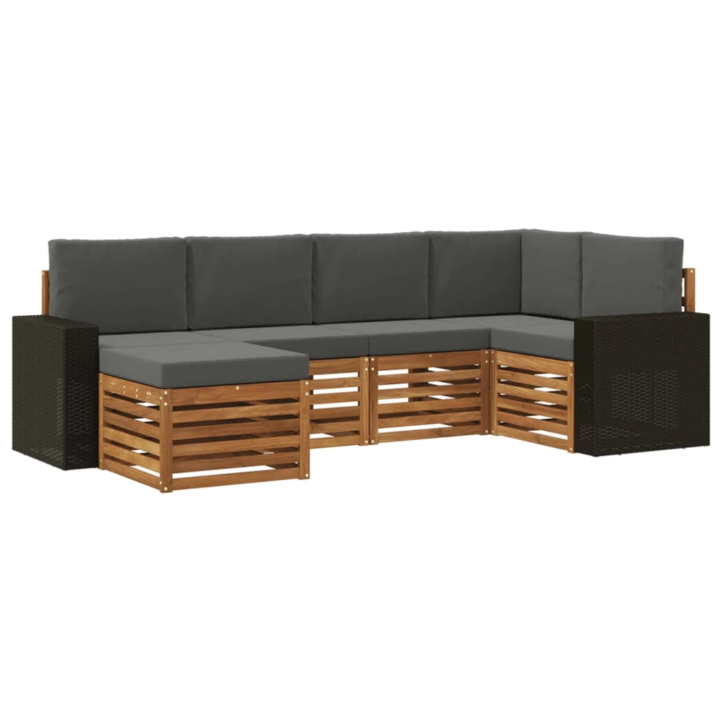 Set di divani da esterno 6 pz Naturale e Antracite Poliestere 3384573
