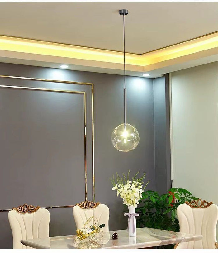 Lampada Da Soffitto A Sospensione Con Sfera Di Vetro 20cm APP1685-1CP