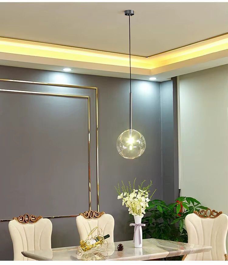 Lampada Da Soffitto A Sospensione Con Sfera Di Vetro 20cm APP1685-1CP