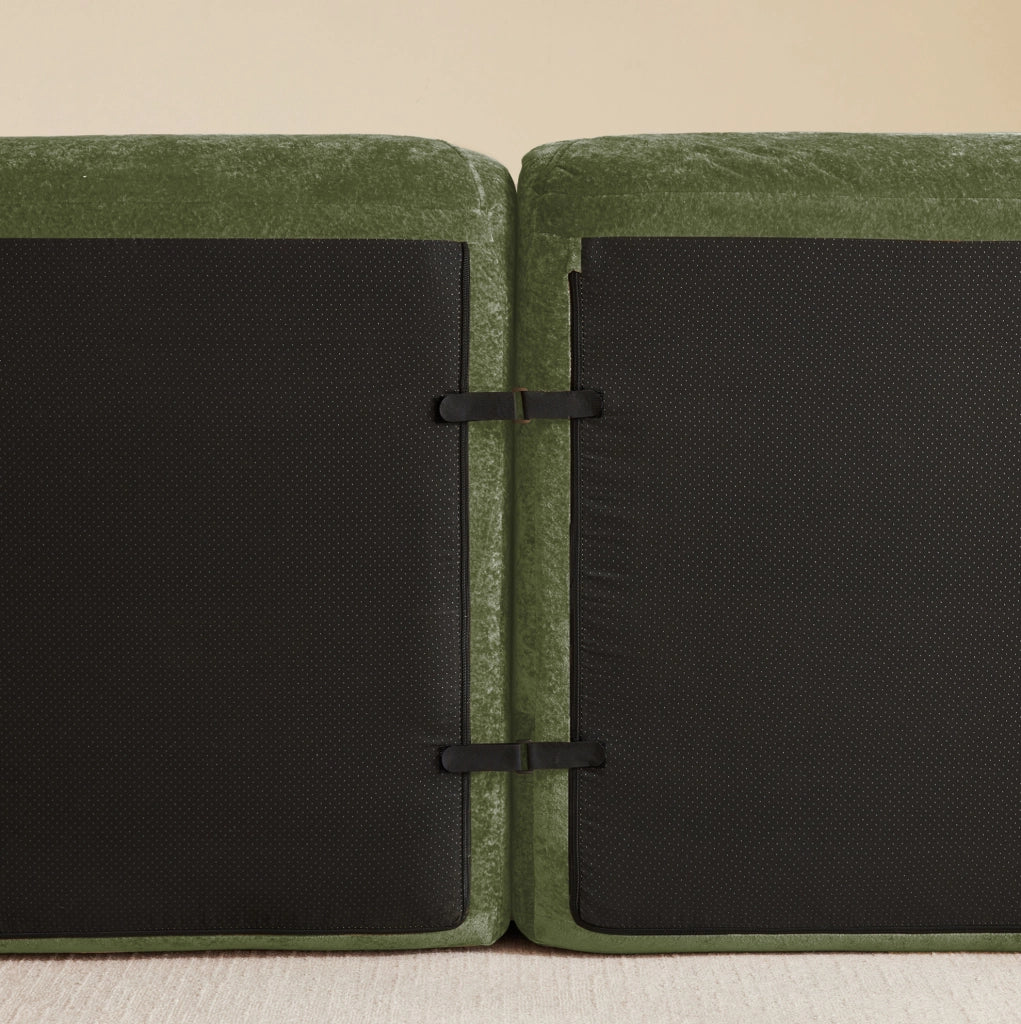 Divano modulare 3 posti senza telaio 281x95x76 cm in chenille verde