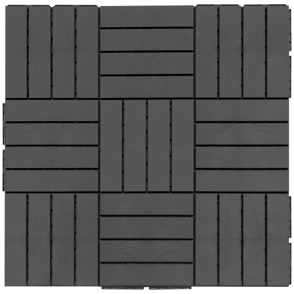 Piastrelle per terrazzo 30x30 cm 9 pezzi ¨C zephmum ¨C nero effetto legno con drenaggio
