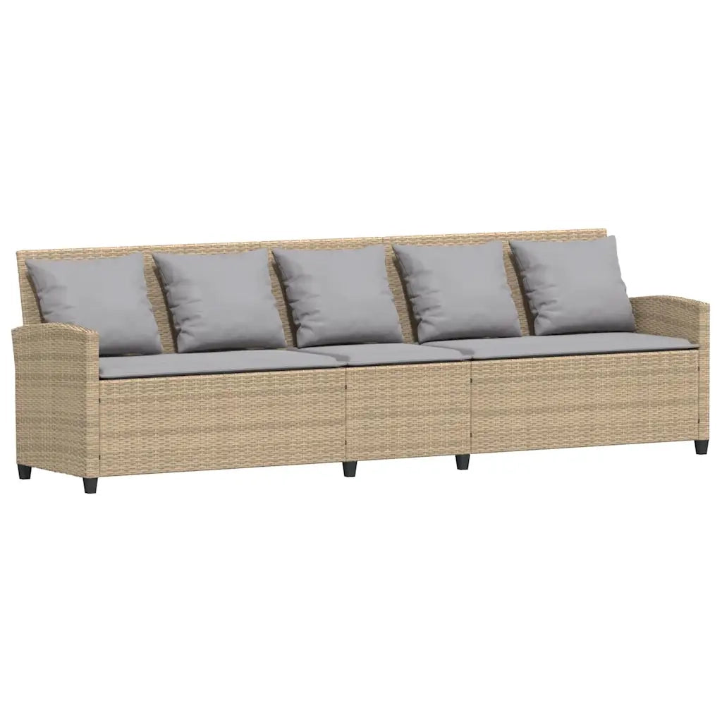 Divano da Giardino con Cuscini in Polyrattan Beige 3365333