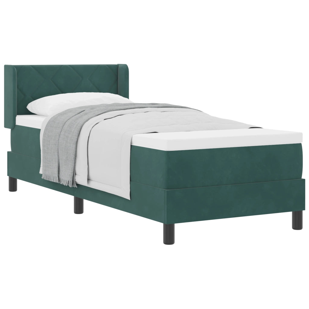 letto box spring  con materasso verde scuro 80x200 cm in velluto