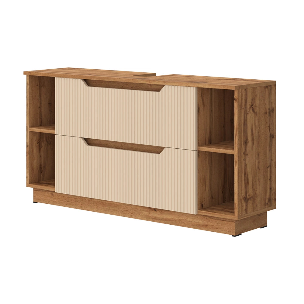 Vicco Mobile sottolavabo per bagno Rovere/cashmere a righe 119.2 x 62.5 cm con 2 cassetti