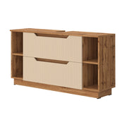 Vicco Mobile sottolavabo per bagno Rovere/cashmere a righe 119.2 x 62.5 cm con 2 cassetti