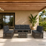 Set Divano da Giardino 8 pz Grigio e Grigio Scuro polyrattan 3437234