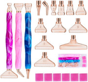 Accessorio per pittura a diamanti 5D, set di pennelli per pittura a diamanti con punte metalliche con vite, pittura a punti per sottigliezza DIY, arte del design per manicure, disegno e progettazione (22 pezzi in roségold)