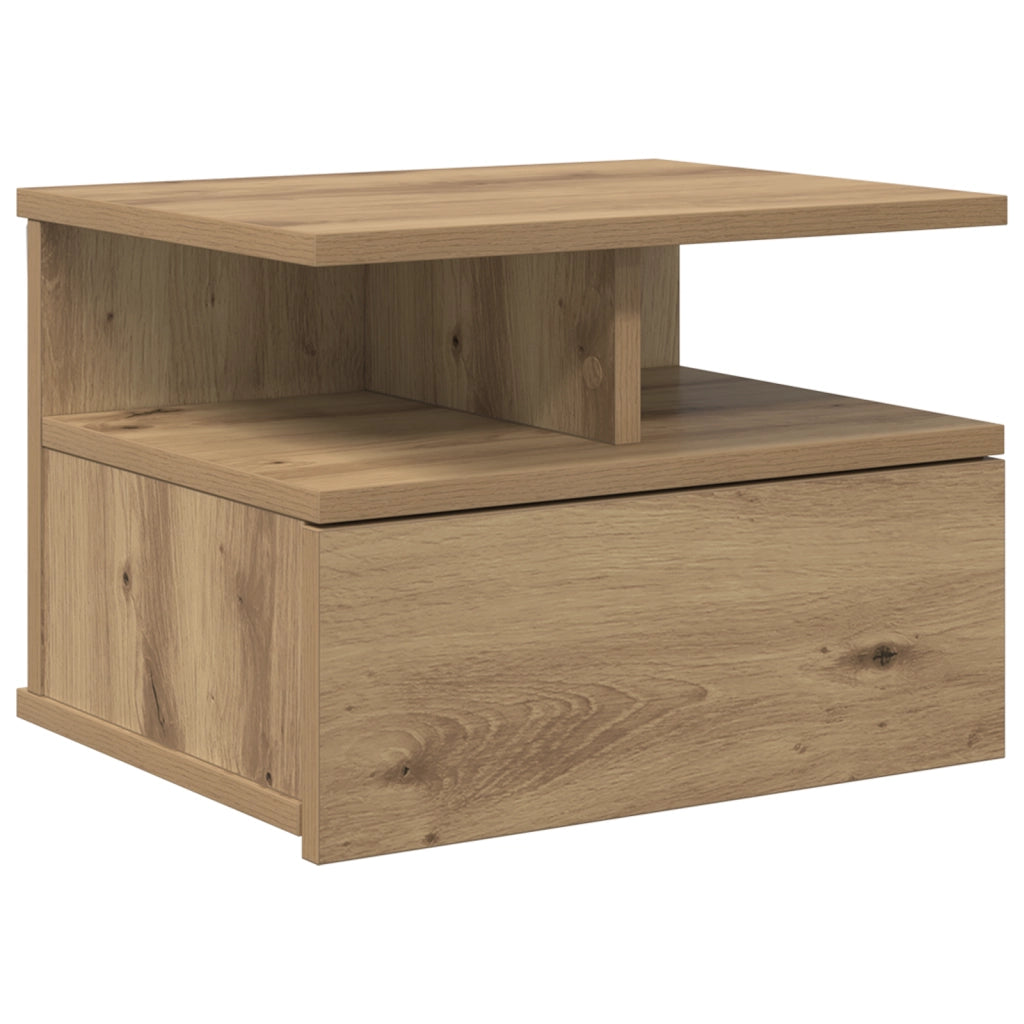 Comodino Flottante Rovere Artigianale 40x31x27 cm Legno Composto