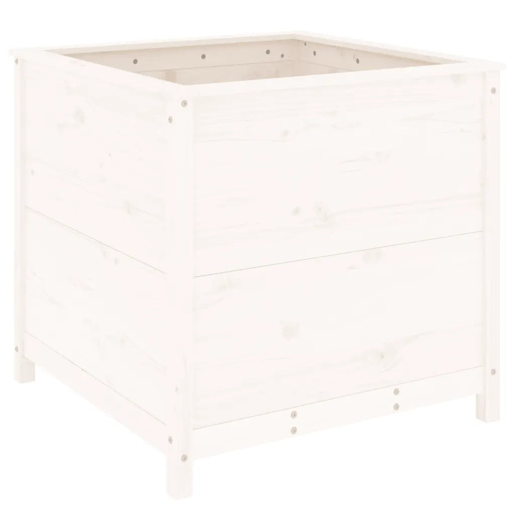 Fioriera da Giardino-Vaso da Esterno Bianca 82,5x82,5x78cm Legno Massello Pino