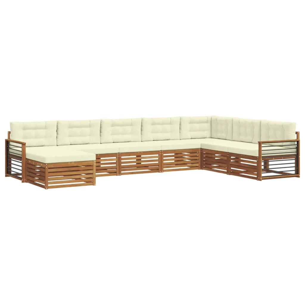 Set di divani da esterno con cuscino 8 pcs Naturale e Crema 3373950