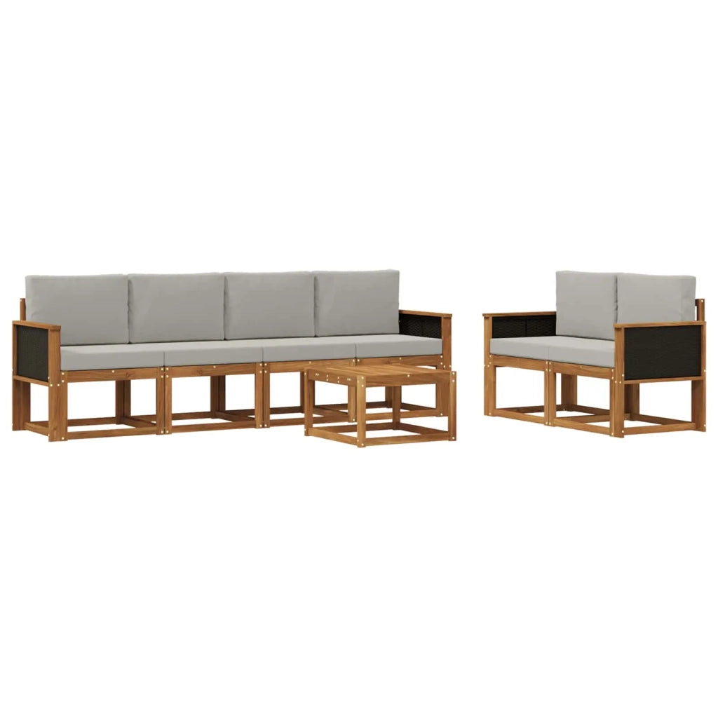 Set di divani da esterno 6 pz Naturale e Grigio Chiaro 3385002