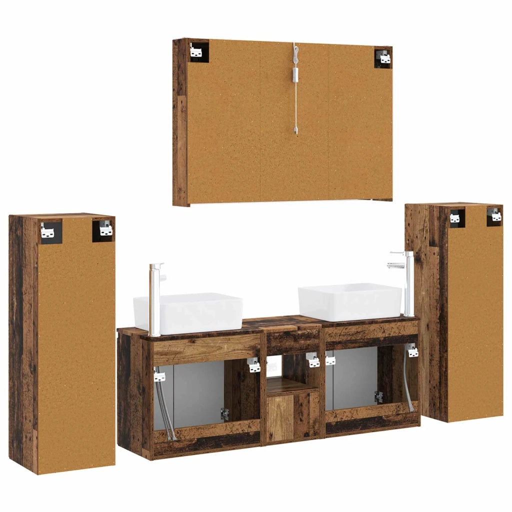 Set di mobili per il bagno 6 pcs Legno antico 3407173