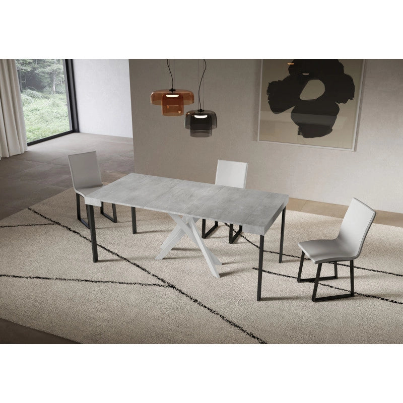 Consolle allungabile 90x40/300 cm Saki telaio Bianche - Cemento
