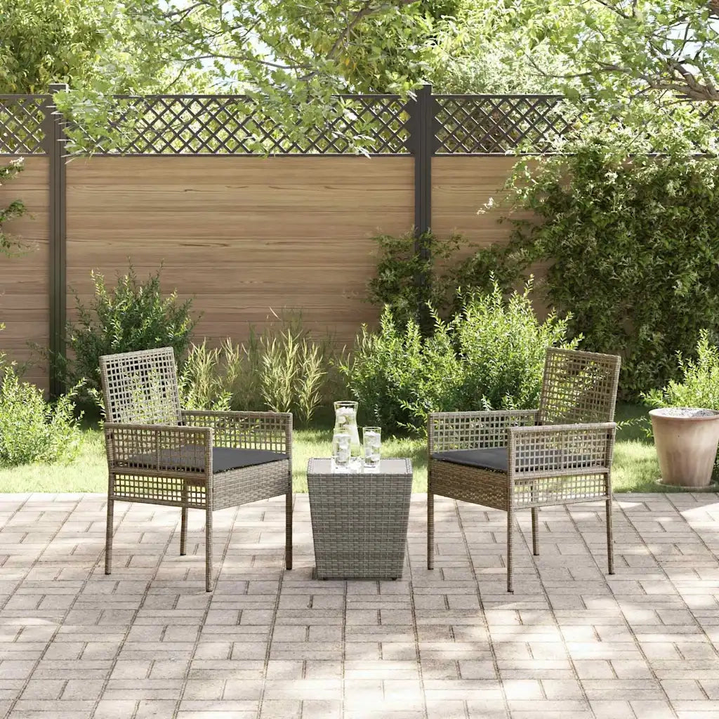 Set Bistro da Giardino 3 pz | Set Salotto da Giardino Grigio polyrattan