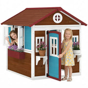 Casetta da giardino per bambini ¨C zephmum ¨C Legno, blu, con finestre e fioriere