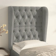 Testiera ad Orecchio-Testata con Orecchie Grigio Chiaro 83x23x118/128 cm in Velluto 974992