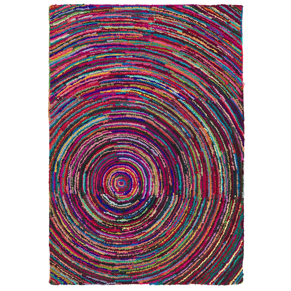 Tappeto Tessuto Multicolore con cotone 160 x 230 cm Rettangolare motivo astratto intrecciato a mano Boho