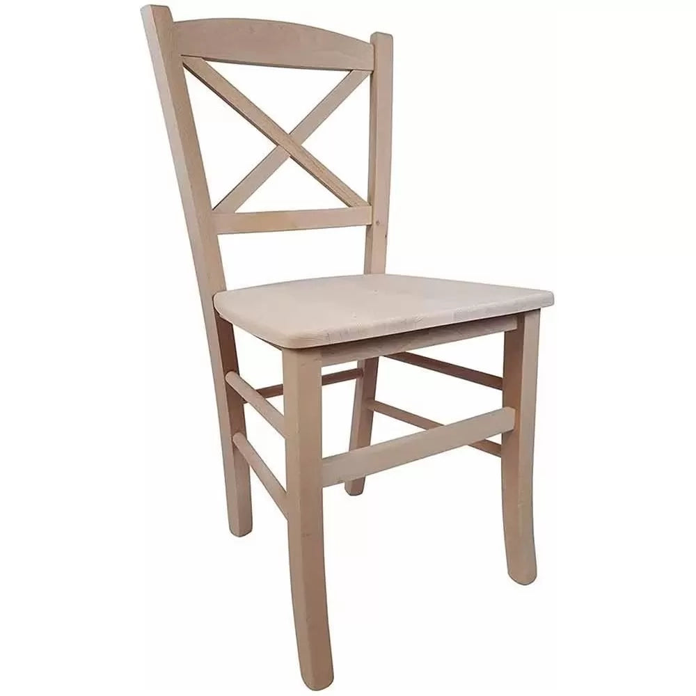 Set 2 sedie cucina classico legno grezzo seduta legno 43x46x88 - Mobili 2G
