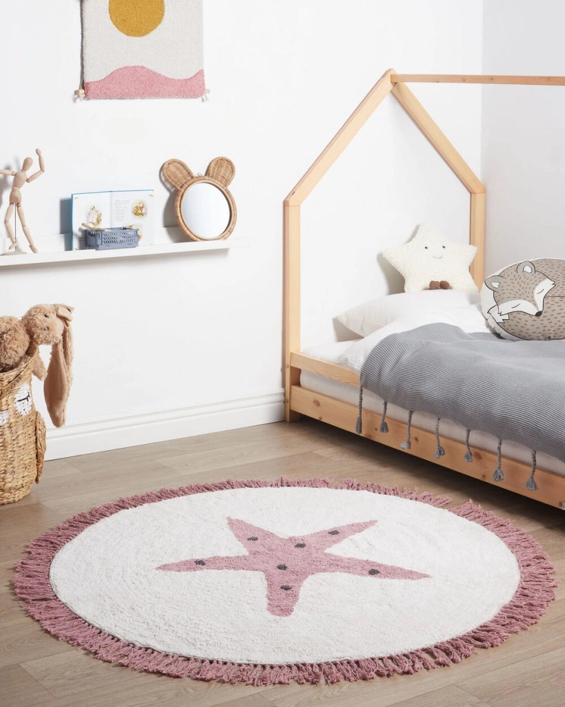 Tappeto per bambini con motivo a stelle bianco sporco in cotone ⌀ 120 cm cameretta elegante
