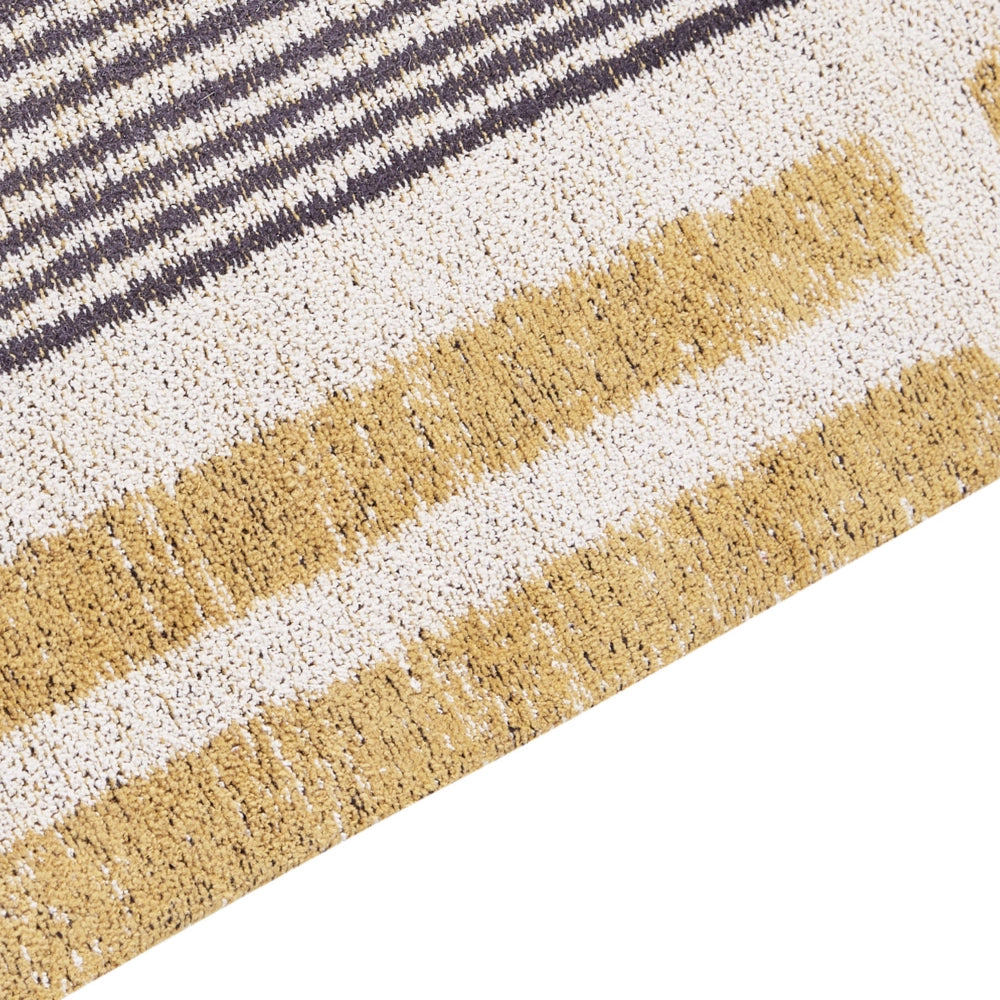 Tappeto giallo e nero in cotone 80 x 150 cm a trama piatta Jacquard con motivo a righe Boho Soggiorno Camera da letto