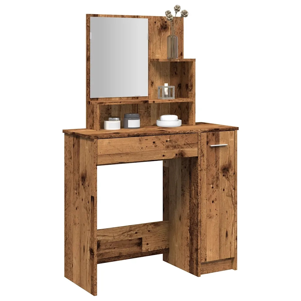 Toeletta con Specchio Legno Antico 86,5x35x136 cm 857009