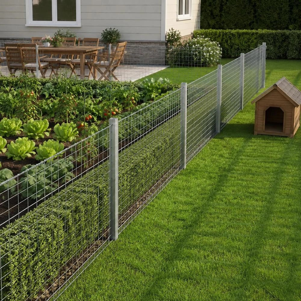Wire Mesh Fence, Galvanized Steel, Square, 1x25 M, Silver