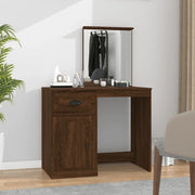 Toeletta Specchio-Tavolo da Vanit¨¤ Rovere Marrone 90x50x132,5 Legno Multistrato