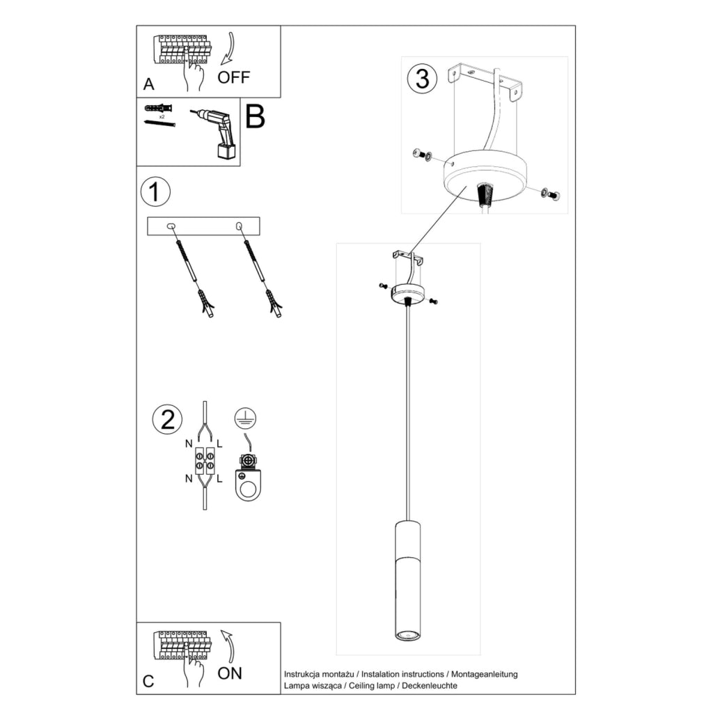 Lampada a sospensione MARCOS Pure Lume nera legno GU10