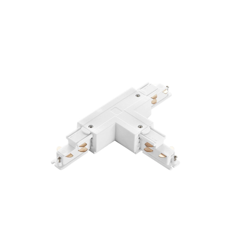 LED-RAIL-T-SX1-DA-BCO CONNESSIONE A T SINISTRA ENTRATA L N + CAVO DI TERRA PER BINARIO TRIFASE RAIL DALI BIANCO 20X11,5X3,3CM