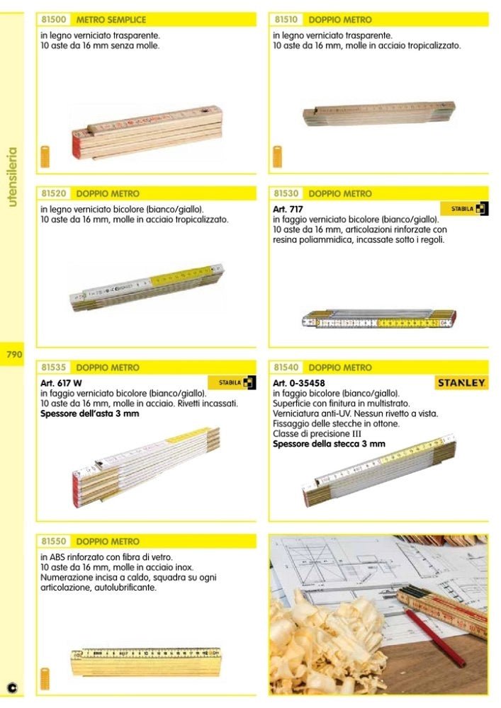 12pz doppio metro bianco/giallo 10 aste da 16 mm cod:ferx.10262