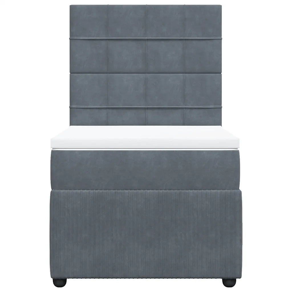 Giroletto a Molle con Materasso Grigio Scuro 80x200 cm Velluto