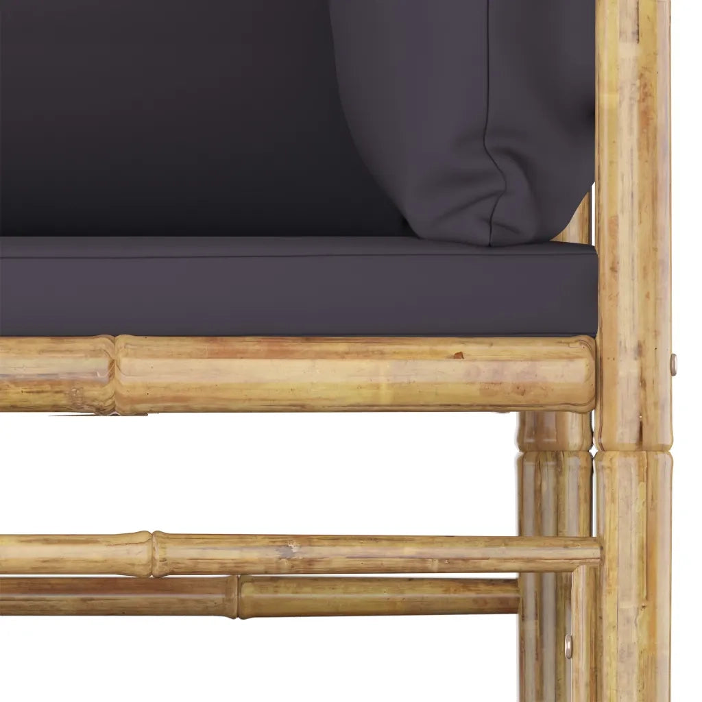 Set Divani da Giardino 4 pz con Cuscini Grigio Scuro in BambÃ¹ cod mxl 48644
