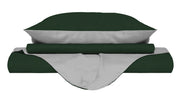 Copripiumino Matrimoniale con Sacco e Federe Double Face Verde Oliva/Grigio Chiaro