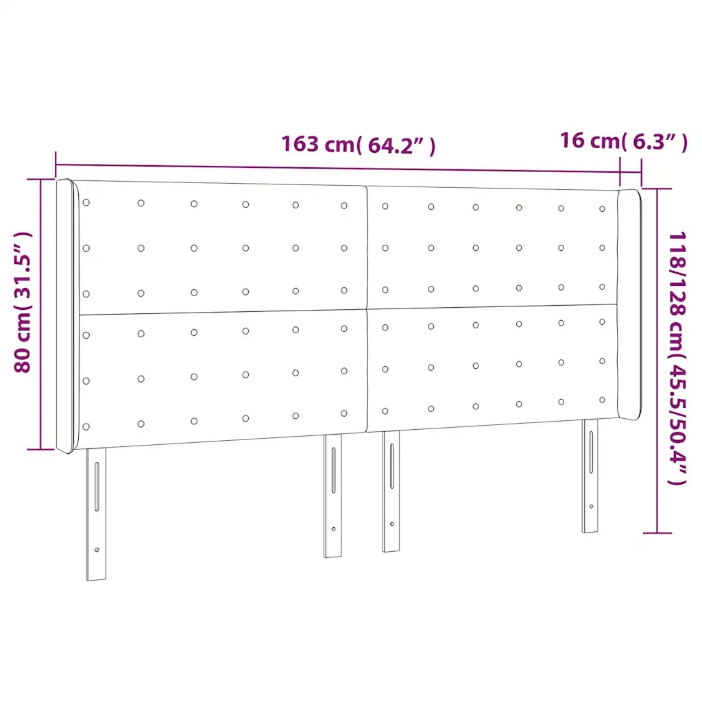 Testiera ad Orecchio Blu Scuro 163x16x118/128 cm in Velluto 3120072