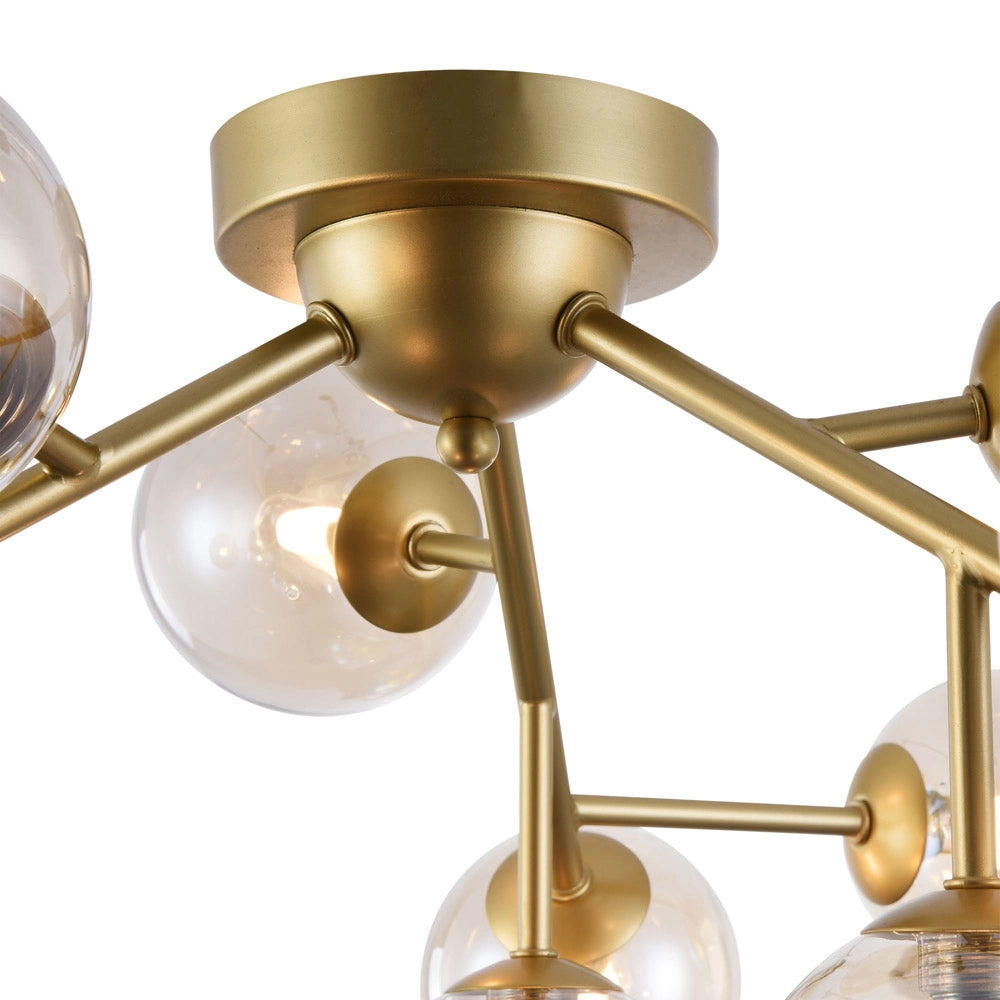 Maytoni Plafoniera contemporanea Dallas 12 luci G9 oro metallo diffusore vetro ambra