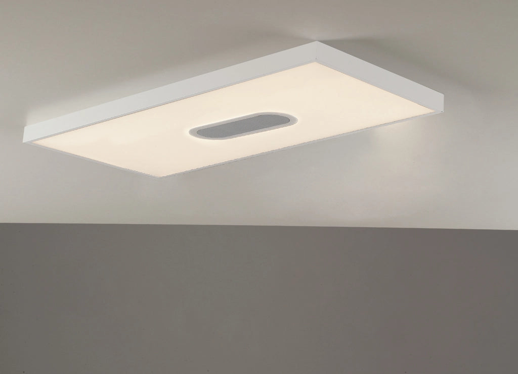PANNELLO LED BIANCO 23W 2460LM CCT 3000K Luce calda,4000K Luce naturale,6500K Luce fredda DIMMERABILE CON TELECOMANDO INCLUSO E SPEAKER BLUETOOTH 59X29,5X3,8CM