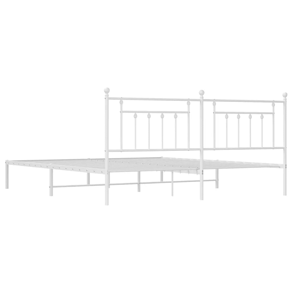 Letto matrimoniale | Letto per adulti | Giroletto con Testiera Metallo Bianco 193x203 cm